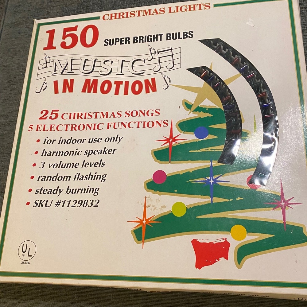 Builders Square Music In Motion Christmas Lights 150 Multi Color Bulbs NOS